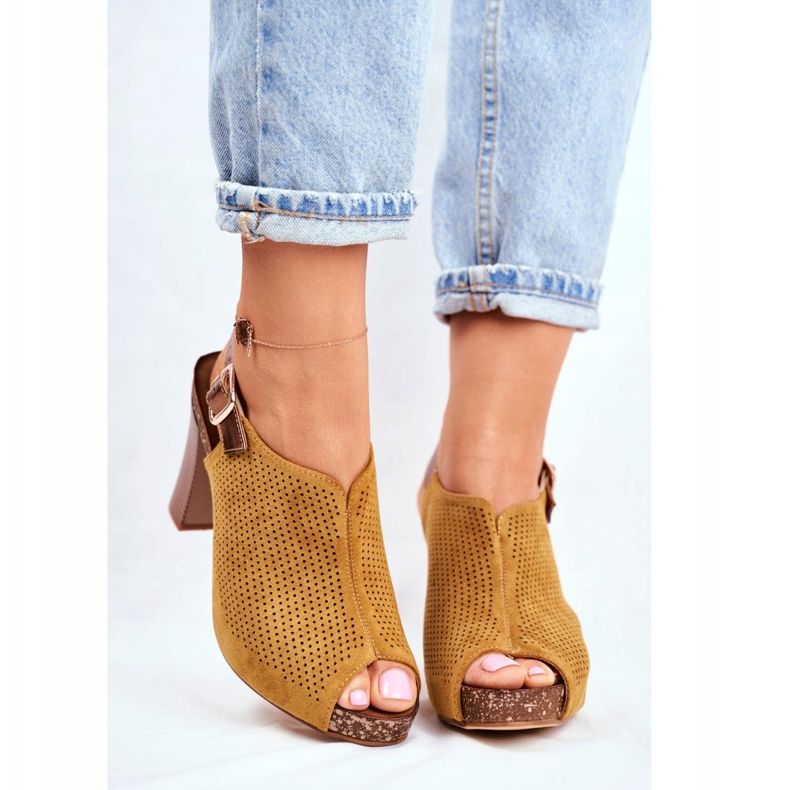 Women's Sandals On High Heel Sergio Leone SK855 Yellow Senillo 2