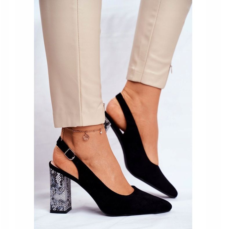 Women's Pumps With Open Heel Sergio Leone Black Snake PB218 1