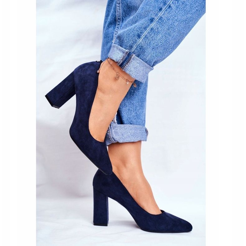 Women's Pumps On Heel Sergio Leone Navy Blue PB216 1
