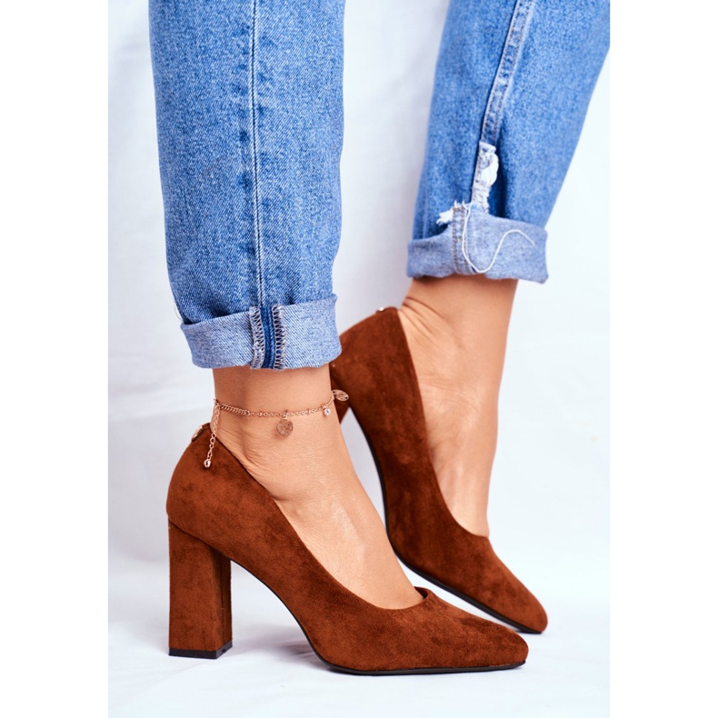 Women's Pumps On Heel Sergio Leone Camel PB216 brown 2