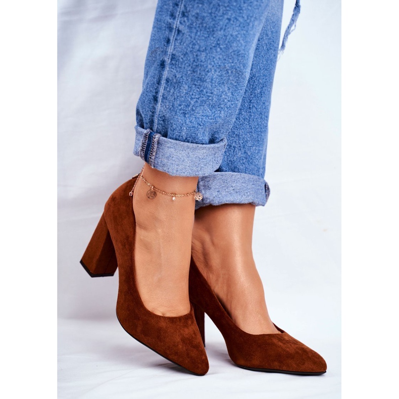 Women's Pumps On Heel Sergio Leone Camel PB216 brown 1