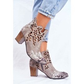 Women's Boots On High Heel Maciejka Spring Gray 04369-13 beige grey 1
