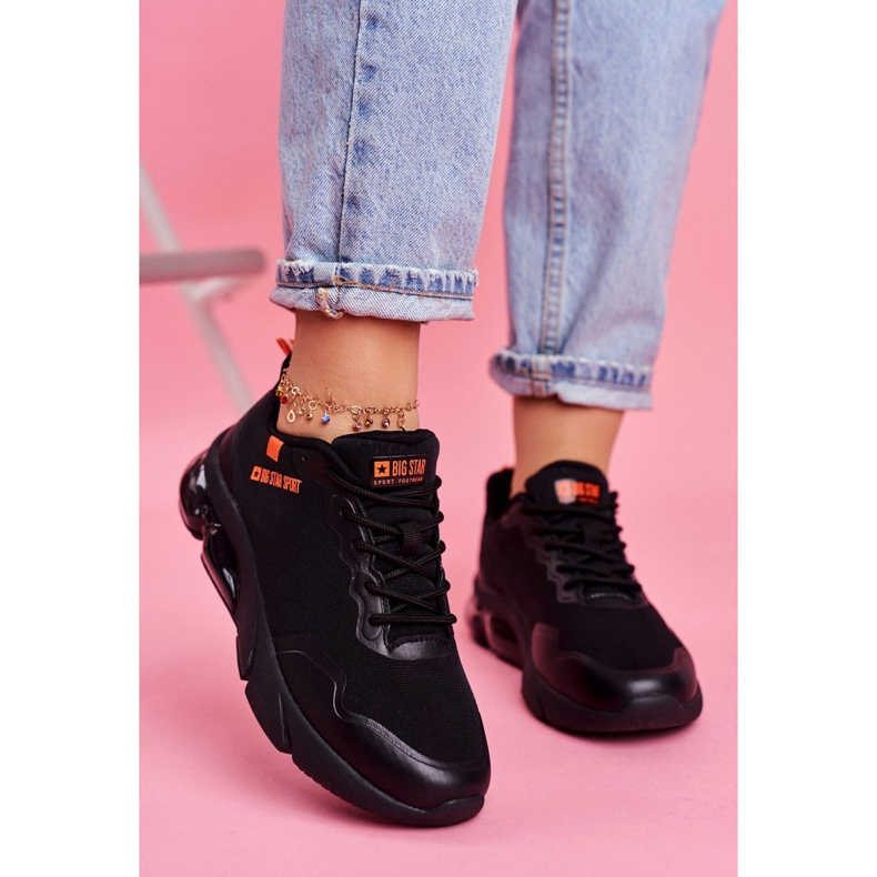 Women's Sport Shoes Sneakers Big Star Black FF274946 orange 1