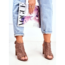 EVE Women's Sandals On a Heel Openwork Velcro Khaki Rules 1