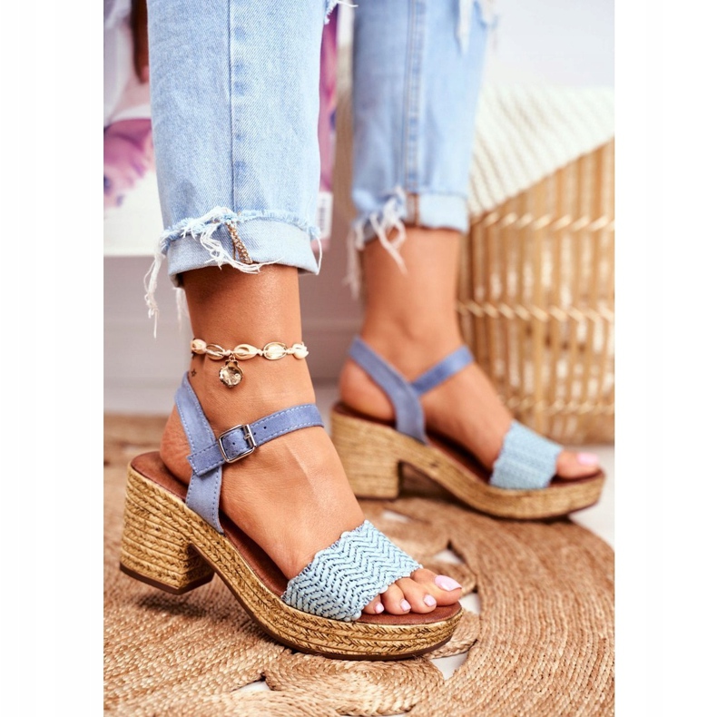 EVE Women's Sandals On A Heel Blue Fobi 1 EVE Women's Sandals On A Heel Blue Fobi 1