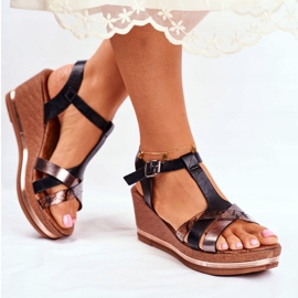 EVE Women's Sandals On Wedge Black Snake Skin Enroll 2 EVE Women's Sandals On Wedge Black Snake Skin Enroll 2