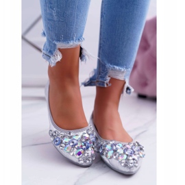 PS1 Women's Ballerinas with Silver Crystal Stones grey 2