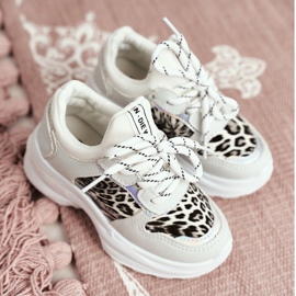 FRROCK White Penny Leopard Print Children's Sport Shoes grey 1