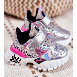 FRROCK Sport Children's Shoes With Velcro Silver Be Happy grey 1 FRROCK Sport Children's Shoes With Velcro Silver Be Happy grey 1