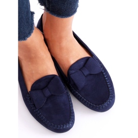 Women's navy blue loafers B2020-6 Dk Blue 1