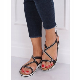 Black ZY178 Black asymmetrical sandals 2