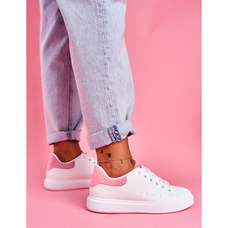 SEA Women's Sport Shoes White with a Pink Heel Milly 1 SEA Women's Sport Shoes White with a Pink Heel Milly 1