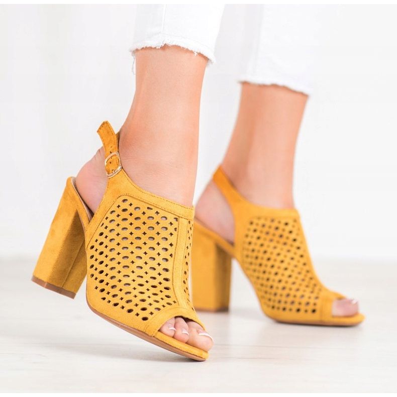 Weide Openwork Sandals On A Bar yellow 2