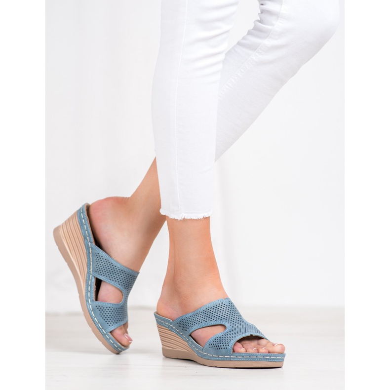 GOLL Light Wedge Slippers blue 2 GOLL Light Wedge Slippers blue 2