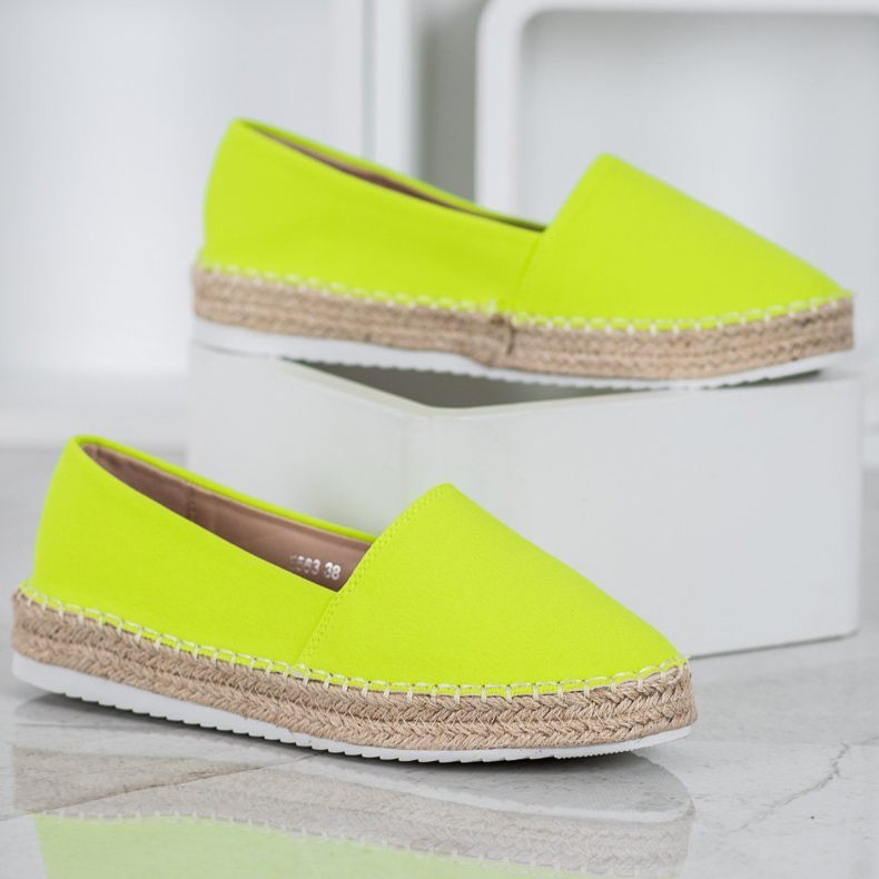 Small Swan Textile Espadrilles green yellow 2