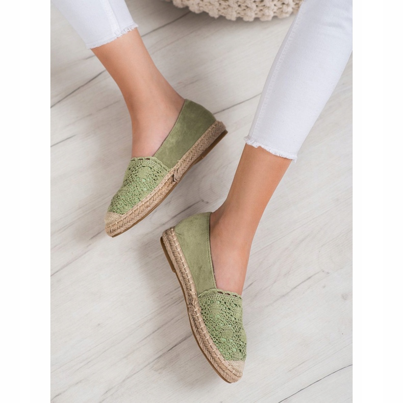Small Swan Suede Espadrilles With Lace green 1