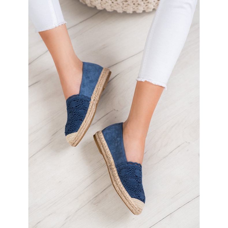 Small Swan Suede Espadrilles With Lace blue 1