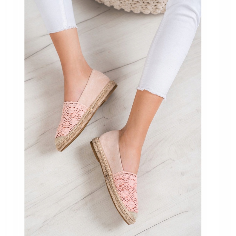Small Swan Suede Espadrilles With Lace pink 1