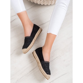 Small Swan Suede Espadrilles With Lace black 2
