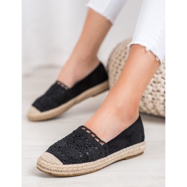 Small Swan Suede Espadrilles With Lace black 1