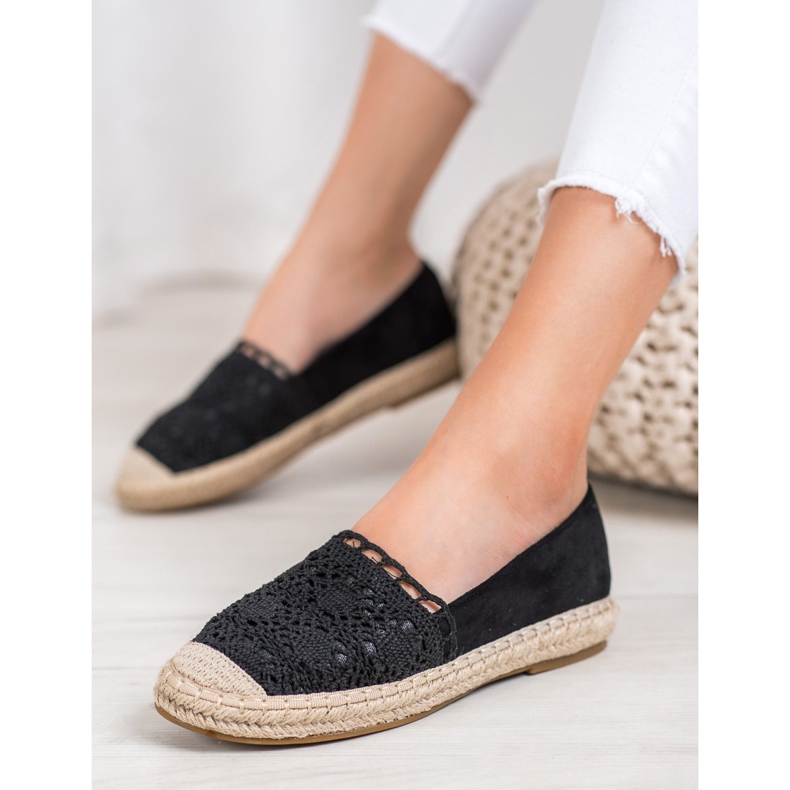 Small Swan Suede Espadrilles With Lace black 1