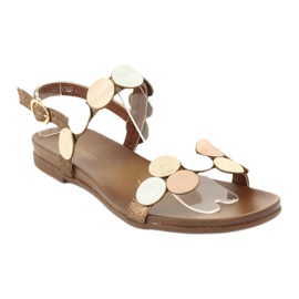 M.Daszyński Sandals golden wheels Daszyński MR1958-1 brown silver 1