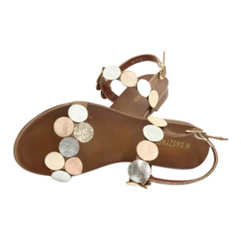 M.Daszyński Sandals golden wheels Daszyński MR1958-1 brown silver 4