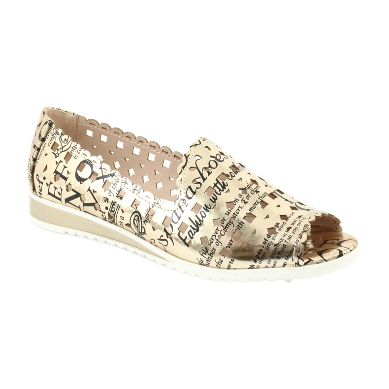 M.Daszyński Women's golden ballerinas Daszyński SA135-1 black yellow 1