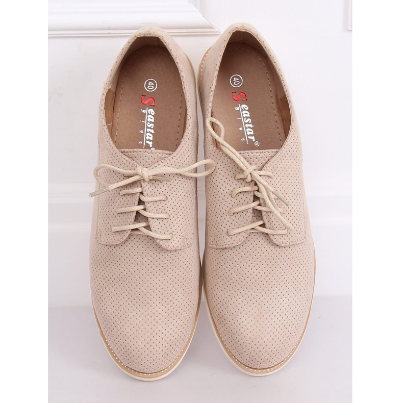 Women's beige laced loafers T297 Beige 1