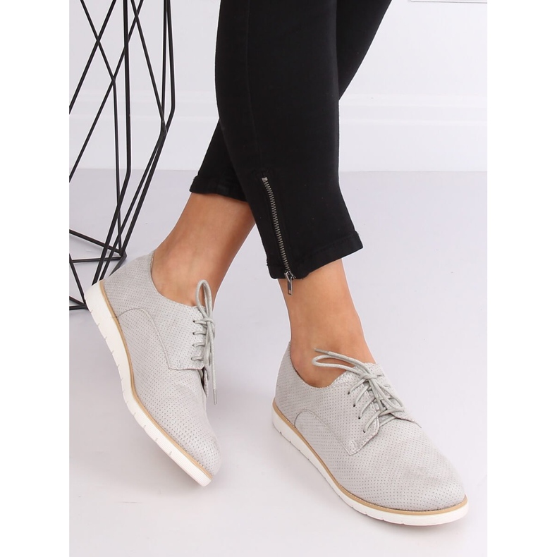Gray Women's lace-up loafers T297 Gray grey 1