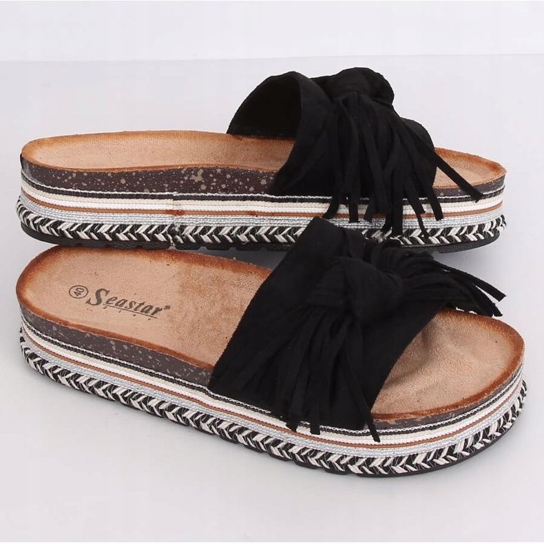 Black Boho women's slippers CK138P Black 1
