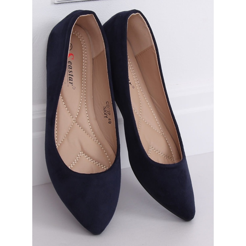 Ballerinas with almond toes navy blue CD52P Navy 1