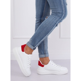 White women's sneakers 85-428 WHITE / RED 1