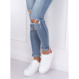 White women's sneakers 85-428 WHITE / RED 2