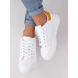 White women's sneakers 85-428 WHITE / YELLOW 2
