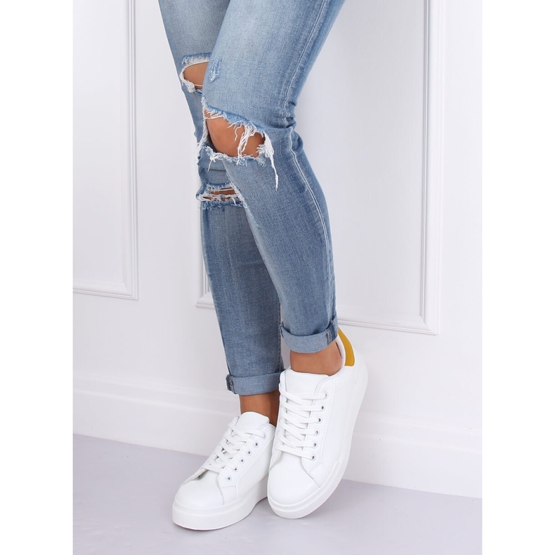 White women's sneakers 85-428 WHITE / YELLOW 1