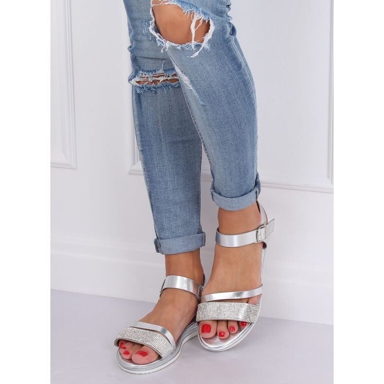 Silver women's sandals D-118 Silver grey 1