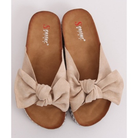 Women's beige slippers LK29P Beige 1