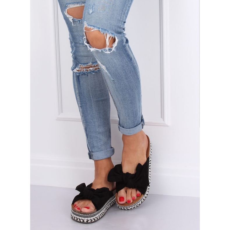 Black women's black slippers LK29P Black 2