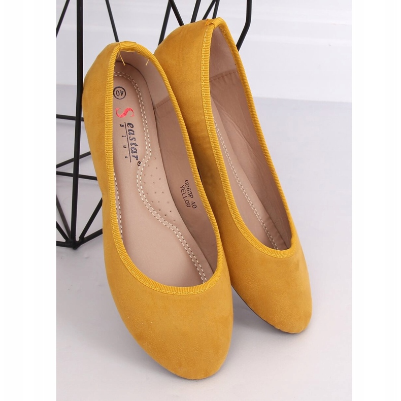 CD63P Yellow honey smooth ballerinas 1