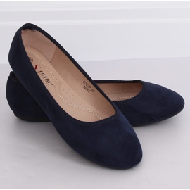 CD63P Navy smooth navy blue ballerinas 1
