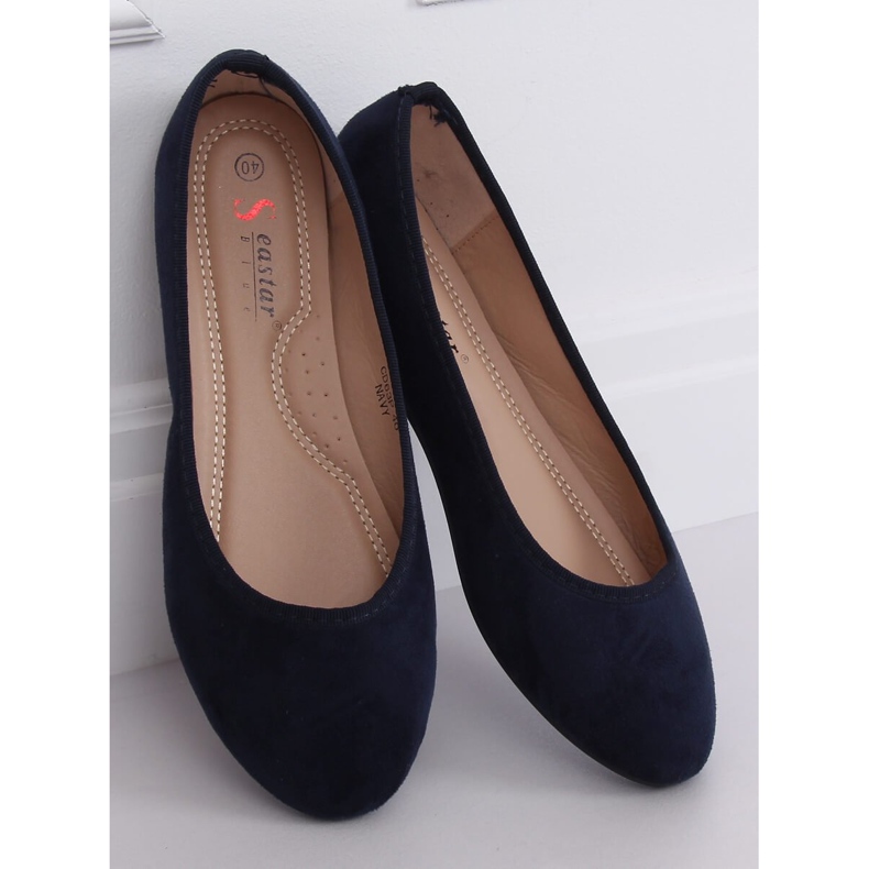 CD63P Navy smooth navy blue ballerinas 2