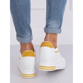 White HY-231 Yellow wedge sneakers 2