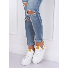 White HY-231 Yellow wedge sneakers 1