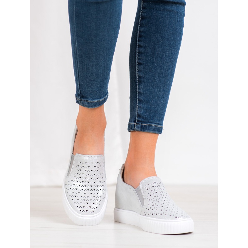 Filippo Leather Slipons On Wedge grey 2