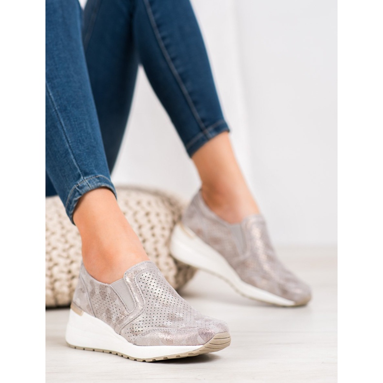 Filippo Openwork Leather Slipons brown yellow 1