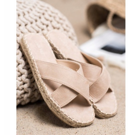 SHELOVET Comfortable Suede Slippers beige 2