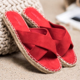 SHELOVET Comfortable Suede Slippers red 1