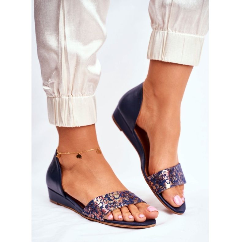 Women's Sandals Maciejka Leather Navy Blue 1971 Nomara 1