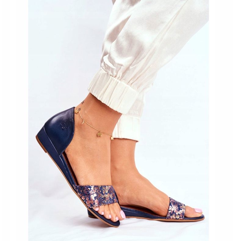 Women's Sandals Maciejka Leather Navy Blue 1971 Nomara 2